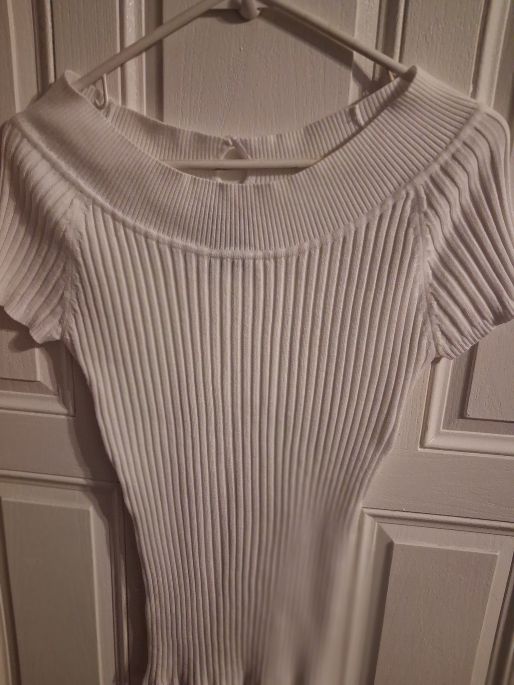 It's Our Time Cream Ribbed Scoop-Neck Short Sleeve Sweater